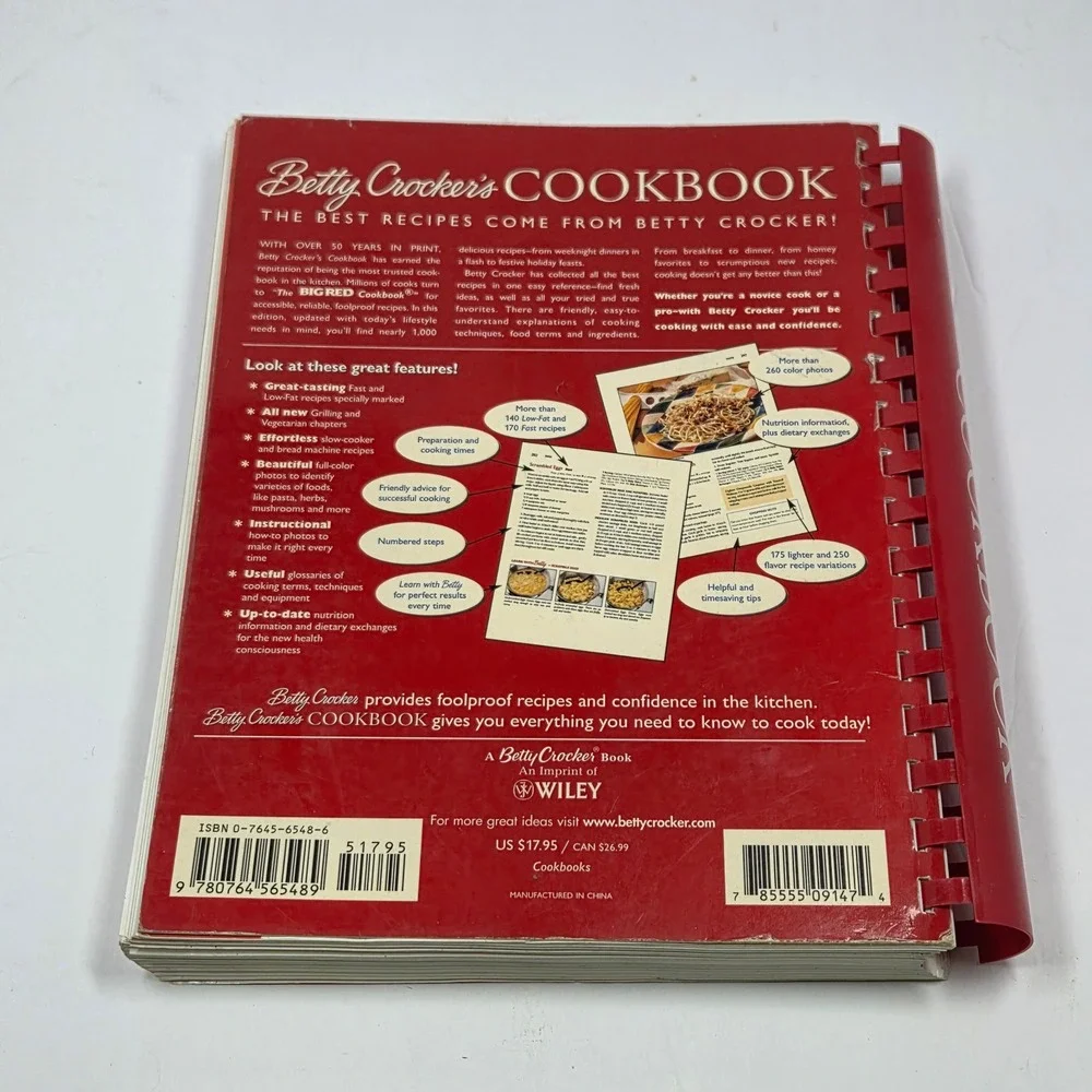 Betty Crocker's Cookbook The Big Red Cookbook Comb Bound Wiley 0764565486